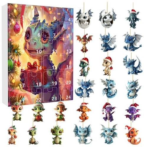 Christmas Dragon Adventskalender 2025, 2025 Adventskalender Kinder, Niedlicher Hund Adventskalender 2025, Einzigartiger Adventskalender, Weihnachtsurlaub Adventskalender