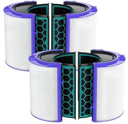 2 Pack TP04 HP04 DP04 Replacement Filter for Dyson TP04 HP04 DP04 TP05 DP05 Air Purifier, Sealed Two Stage 360° Pure Cool Fan Combi Glass HEPA Filter, Activated Carbon Filter (Not for HP07,TP01,TP02)