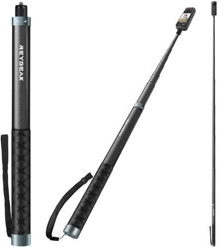 REYGEAK Palo selfie invisible para Insta360 X5 de 118 pulgadas / 300 cm de largo con tornillo 1/4, resistente al agua, de fibra de carbono, para Insta360 X4/X3/X2/ONE/ONE RS/ONE RS/ONE