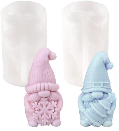 EclipseGuard 2 stampi in silicone a forma di gnomo di Natale, forma di gnomo, in silicone 3D, per decorazioni natalizie