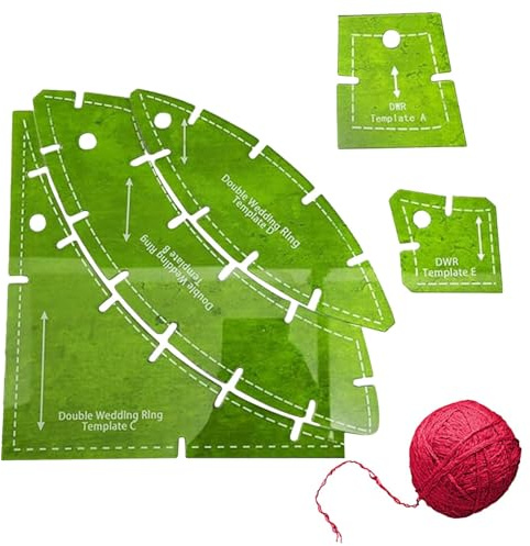 Double Wedding Ring Quilt Template, Quilting Gauge Tool | Vista Print Reusable Acrylic Sewing Template | 5x Multifunctional Sewing Templates, Wedding Ring Set, Quilting Ruler Templates for Holiday