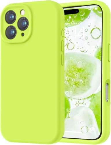 LOVE 3000 Designed for iPhone 16 Pro Case, Premium Silicone with [Soft Anti-Scratch Microfiber Lining] Shockproof Protective Phone Case for Lanyard 6.3, Fluorescent Green