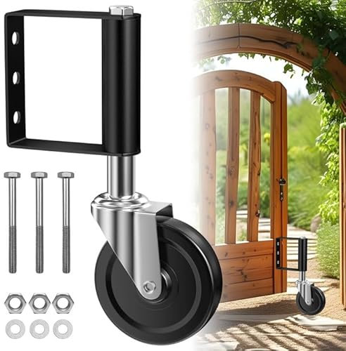 MeoZynxadril Rueda Con Resorte, 10.2 cm Rueda de Puerta, Ruedas Giratorias Pesadas, con Freno de Bloqueo, 360° Rueda Giratoria, para Puertas Jardín, Puertas Giratorias, Correderas, Negra