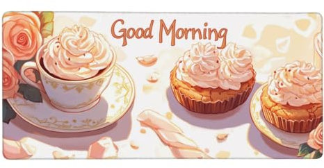 Tapis de Souris Gaming Dessin animé Tapis de Souris XXL 900x400x3mm Tasse à café Tapis de Bureau sous Main avec Base en Caoutchouc, Mouse Pad à Bords Cousus pour Gamer Personnel de Bureau-z381