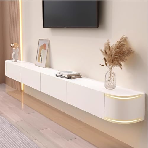 Floating TV Stand Wall Mounted TV Shelves with Door and Large Storage 55.1 Floating TV Cabinet Media Console TV Bench Wall Mount TV Stand for Living Room