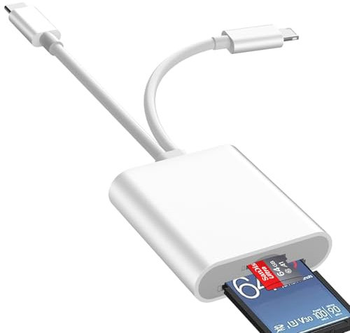 SD Kartenleser für iPhone iPad, 2 in 1 Lightning SD Kartenleser, S-D Card Reader für iPhone/iPad/Kamera,S-D K-artenleser USB C, Dual K-artensteckplatz S D/TF K-artenleser Speicherkartenleser