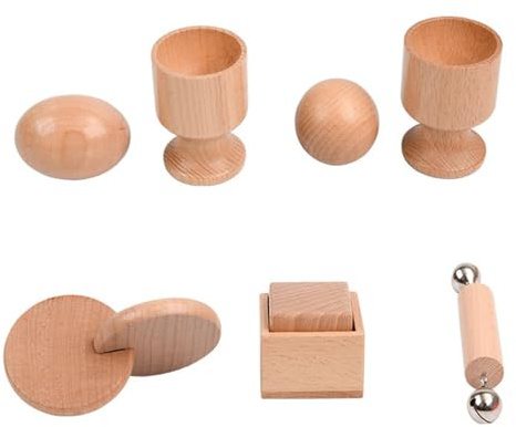Ensemble De 5 Pièces Hochets En Bois Pour Bébé Jouet À Saisir Pour Bébé,Coquetier Jouet,Double Disque Bebe,Boîte Carrée Jouet En Bois,Tasse À Billes Jouet,Hochet Bois Bebe,Améliorent La Coordination