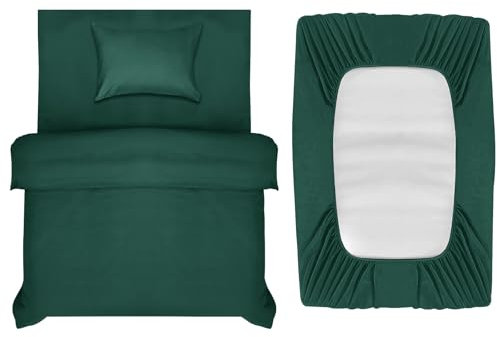 INSPIRE HOMEWARE Single Duvet Cover Set - Duvet Cover,Fitted Sheet with Pillowcase - Premium Brushed Microfiber 3 piece Single Bedding Sets - Emerald Quilt Cover Set for All Seasons