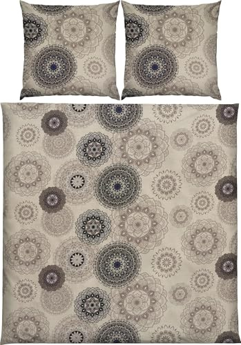 Erwin Müller Bettwäsche Mako-Satin Mandala beige Größe 80x80 cm / 200x200 cm - feinfädig, temperaturausgleichend, atmungsaktiv, 100% Baumwolle, mit Reißverschluss