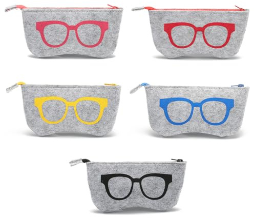 JEYORZY 5pz borse per occhiali, custodia protettiva per occhiali, donna da custodia morbida per occhiali da sole, custodia per occhiali da sole, ultra sottile, adatta per occhiali da lettura, occhiali
