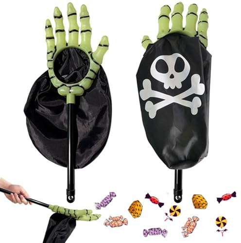 2 Stück Halloween Tasche mit Griff,Halloween Trick or Treat,Monster Hand mit Beutel,Süßigkeiten Sammlung Tasche (Schwarz)