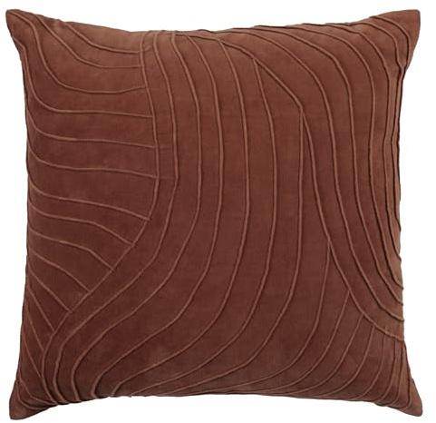 Voyage Maison Waterfall Feather Filled Cushion – Luxury Embroidered Velvet Textured Decorative Pillow (Persimmon - 50x50cm)