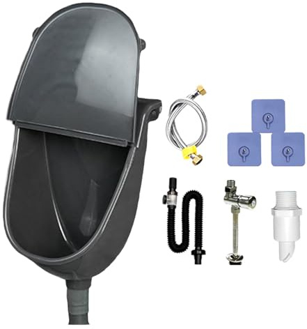 Qkbuza Pissoir mural pour homme – Garage WC à rinçage mural, réglable, protégé contre les éclaboussures avec tuyau pour camping-car, dortoir, jardin, garage
