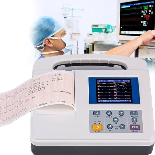 LSHFYV Portable ECG Monitor, 3 Channel 12 Leads ECG EKG Electrocardiograph, with Thermal Printing System, ECG Waveform Demo Mode Waveform