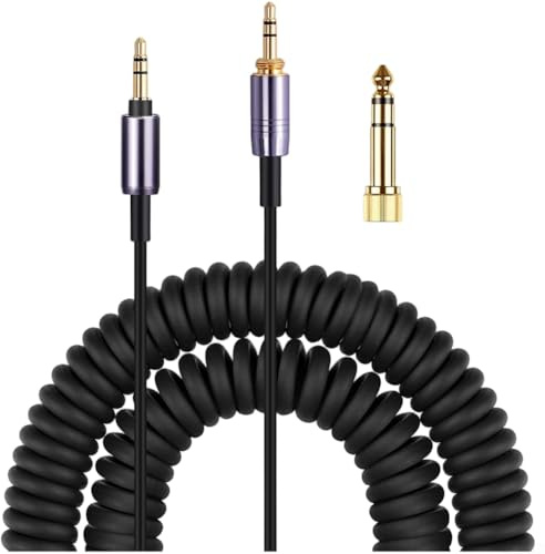 Cable de repuesto de audio para auriculares Sony con cable en espiral, conectores chapados en oro para una conexión estable, ampliable para escuchar música flexible, de cobre libre de oxígeno, 1,5 m
