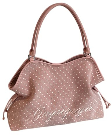 Y2K Einkaufstasche, Polka Dots Hobo Tasche, Umhängetasche aus Kunstleder, Lässige Tote Handtasche für Damen Beruf und Pendeln