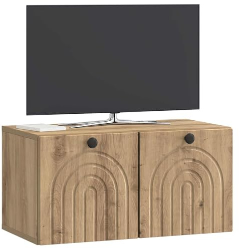 vidaXL Wandmontierter TV-Schrank Artisan-Eiche 59,5 x 31 x 30 cm, Modernes Wohnzimmer Lager, rechteckiges Design, Wandregal, praktische Medieneinheit, viele Entertainment Plätze
