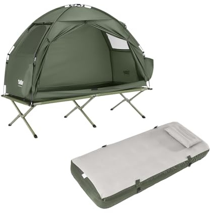 Sobuy Feldbett mit Zelt Campingzelt Wasserdicht Zelt Wasserdicht mit Luftmatratze Camping Tent, Outdoor Zelt Trekking Zelt