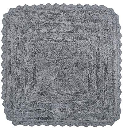 DII Crochet Collection - Tappetino da bagno reversibile, quadrato, 24 x 24, grigio