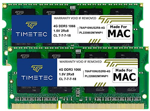 Timetec Hynix IC - Kit da 8 GB (2 x 4 GB) compatibile con Apple DDR3 1067 MHz/1066 MHz PC3-8500 SODIMM RAM Upgrade per fine 2008, inizio/metà 2009, metà 2010 MacBook, MacBook Pro, iMac, Mac Mini
