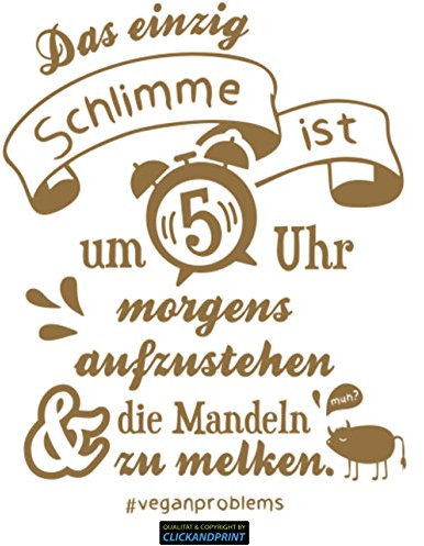 CLICKANDPRINT Aufkleber » Vegane Probleme - Mandeln melken, 220x30,8cm, Gold Reflektierend • Dekoaufkleber/Autoaufkleber/Sticker/Decal/Vinyl