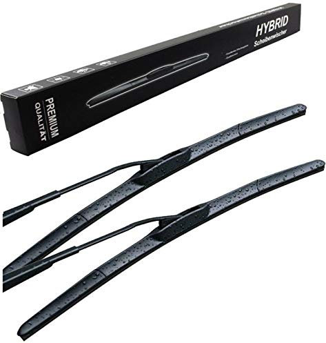 600mm 500mm HYBRID 2x Front Scheibenwischer Premium Qualität Wischerblätter Set Scheibenwischerblätter Satz STARKE ANPRESSKRAFT für Frontscheibe mit Hakenbefestigung.