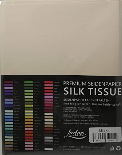 Premium Seidenpapier Silk Tissue - 10 Blatt (50 x 75 cm) - Farbe auswählbar (Khaki)