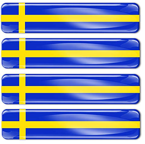 Biomar Labs® 4 x Aufkleber 3D Gel Silikon Stickers Sweden Schweden Schwedische Flagge Fahne Flag Autoaufkleber F 22