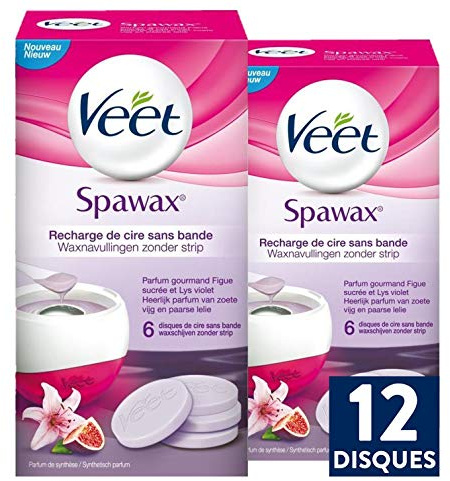Veet Nachfüll-Wachs ohne Band Spawax – Figur Zucker und Lilie violett – 6 Scheiben – 2 Stück