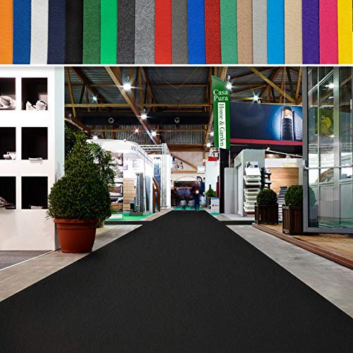 casa pura Messeteppich bis 40 m Länge - schwer entflammbar - Nadelfilz Meterware als Hochzeitsteppich Rollteppich Eventteppich VIP Teppich - Auslegware für Privat & Gewerbe (schwarz, 200x2000 cm)