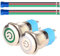 Gebildet 2pcs 12mm Interruptor de Botón de Bloqueo Acero Inoxidable Impermeable Plana Top,Normalmente Abierto SPST ON/Off 12V-24V 3A Pulsador con Enchufe de Cable(Blanco+Verde)