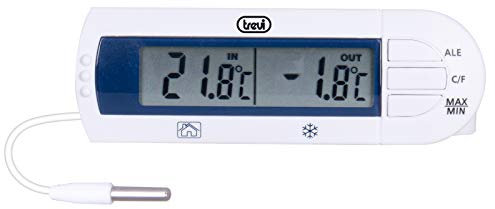 Trevi TE 3012 Termometro Digitale da Frigorifero, Ampia Gamma di Misurazione, Allarme Innalzamento Temperatura con Suoneria, Sensore a Filo, Bianco
