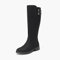 MecKiss Stivale alto al ginocchio da donna classico tacco basso con cinturino laterale con zip elasticizzata.., Nero Imi, 41 EU