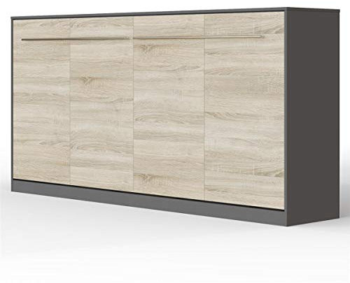 SMARTBett Schrankbett Standard 90x200 120x200 140x200 160x200 Bettschrank Wandbett Anthrazit/Eiche Sonoma 90 Horizontal