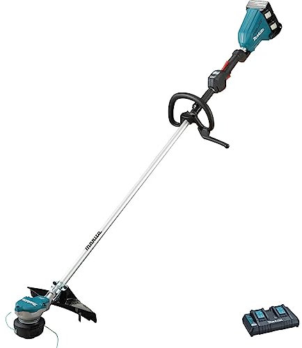 Makita DUR368LPT2 Twin 18V (36V) Li-Ion LXT Brushless Fadentrimmer komplett mit 2 x 5,0 Ah Akkus und Twin Port Ladegerät