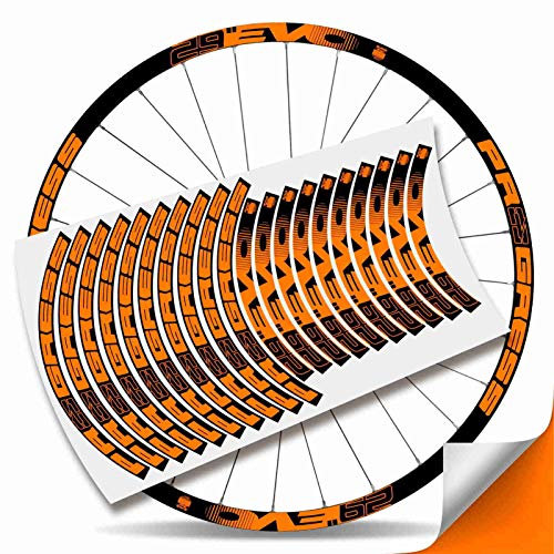 Kit Pegatinas Bicicleta Stickers LLANTA Rim Progress EVO 29 MTB BTT B (Naranja Fluor)
