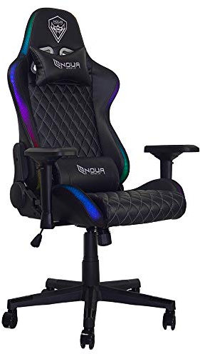 Noua Mao M9 RGB Sedia Gaming PC da Ufficio Gioco Computer Poltrona Girevole con Rotelle, Braccioli 4D, Schienale & Altezza Regolabile, Supporto Lombare e Poggiatesta, Capacità Carico di 150 Kg, Nero