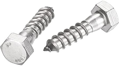 sourcing map Hexagonal Tire-fond M12 x 50mm 304 Inox Acier Demi-fil Autotaraudeuse Boulons pour Bois Vis 5Pcs