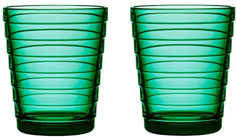 Iittala Aino Aalto Bölgeblick Tumbler Trinkglas, Emerald Smaragd Grün, 22 cl, 2er-Set (Limited Edition)