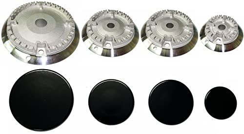 Ariston Indesit - Kit 4 bruciatori Sabaf completi di piattelli spartifiamma per cucina piano cottura 4 fuochi - Made in Italy - AR04