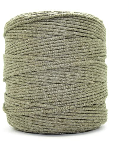 Premium Khaki Macrame Cord, 300 m / 984 ft of 2 mm Thick Natural Cotton Thread Yarn Macrame Rope for Wall Hangings, Plant Hangers, DIY Crafts, Home Decorations, Gift Wrapping (Reel)