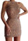 Minetom Femme Élégante Robe Courte Paillettes Sans Manche Mini de Soirée Mariage Cocktail Moulante Crayon A Rose L