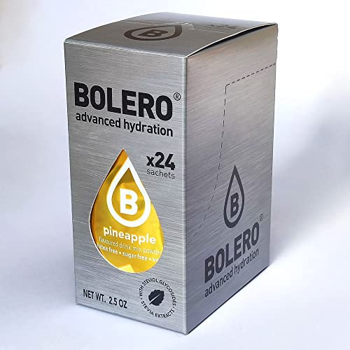 Bolero Bebida 24 bolsitas de 3 g g de fruta preparada en polvo soluble para bebida fresca en agua, 72 gramos endulzado con stevia (piña)