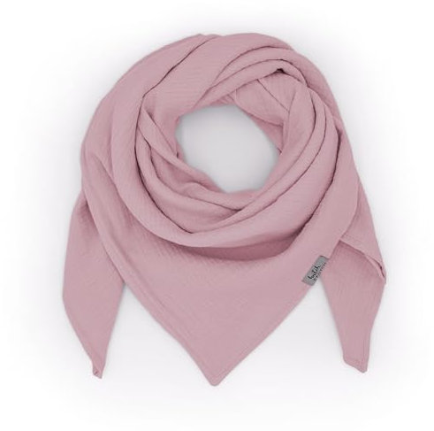 Neu hutch&putch Musselin-Halstuch Unisex 135cmx135cm - Dreieckstuch Erwachsene aus Bio Baumwolle - Schal für Erwachsene - weiches Musselin Halstuch (Mauve)