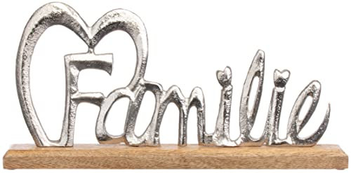 Brandsseller Deko-Schriftzug Familie ca. Breite 40 x Höhe 20 x Tiefe 5 cm auf Mangoholz-Sockel