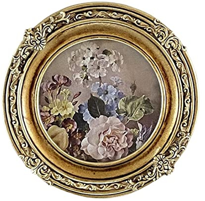 IEUDNS Bilderrahmen im Vintage-Stil, Tischmontage, Blumenprägung, Malerrahmen, Fotogalerie, Barock-Bilderrahmen für Neujahr, Wohnzimmer, rund