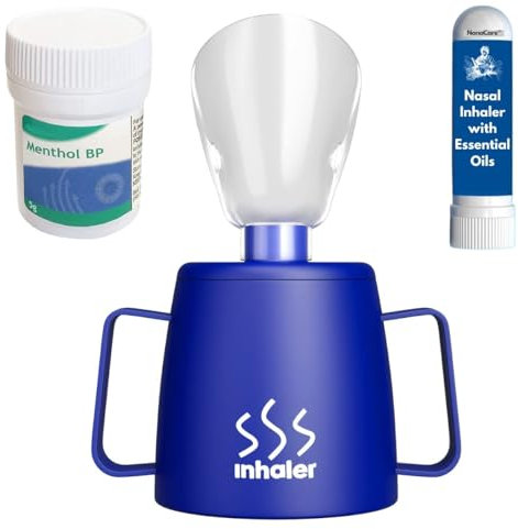 NanaCare UK Steam Inhaler Cup with Powerful Menthol Crystals and Nasal Stick | The Personal Steam Inhaler Provides Relief from Flu, Colds, Blocked Nose and Cough | Suitable for Adults and Kids