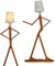 COSTWAY Lampadaire Bois de Caoutchouc Humanoïde Créatif, Lampadaire sur Pied Articulations Réglables, Abat-jour en Tissu Changeable et Interrupteur au Pied pour Salon Chambre à Coucher