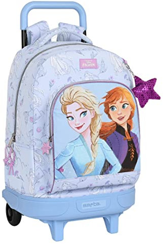 FROZEN - Mochila Grande con Ruedas, Compacta, Extraíble, Ideal para Niños de Diferentes Edades, Cómoda y Versátil, Calidad y Resistencia, 33x22x45 cm, Color Lila