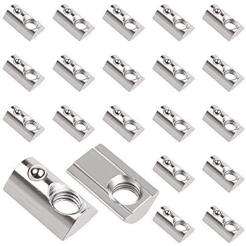 Yeepeo 20 Stück Nutensteine mit kugel Nut 8, 40-Serie Nutenstein M8 Gewinde mit Zentrierung Steg, Kohlenstoffstahl Gleitmutter mit Federkugel T Nutsteine Set für Aluminiumprofil-Extrusionsschlitz